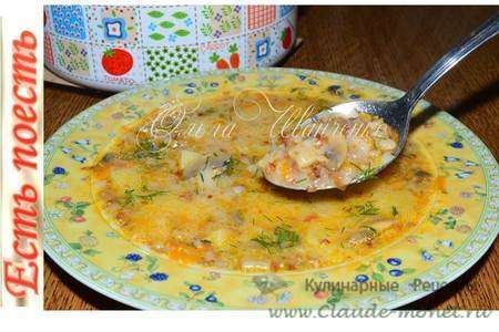 Аппетитный гречнево-грибной суп