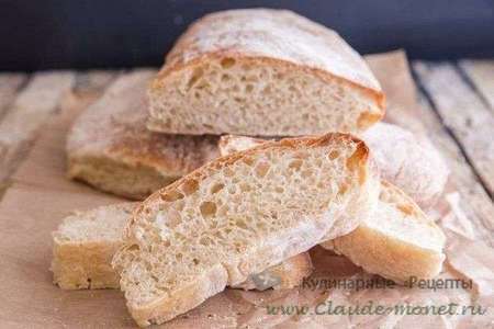 Итальянский хлеб чиабатта без замеса - рецепт быстрого приготовления