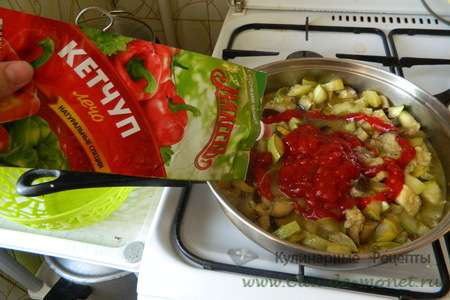 Лучший рецепт овощного рагу из кабачков и баклажана с кетчупом лечо махеевъ