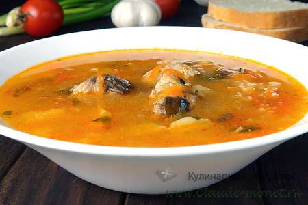 Рыбный суп из сардин (консервы) за 30 минут