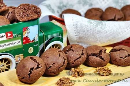 Шоколадное печенье с орехами к чаю за 20 минут
