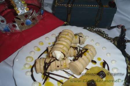 Вафельные трубочки с сливочно-ванильным кремом и шоколадом любимый десерт императора